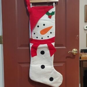 Supersize 34 Inch Festive Snowman Christmas Stocking - Red and White